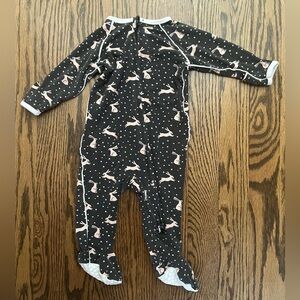 Adorable Black and White Kids Footie with Bunny Print